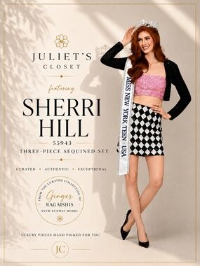 Sherri Hill 55943 Sequin 3-Piece Set | size 2 | Black/Ivory/Pink